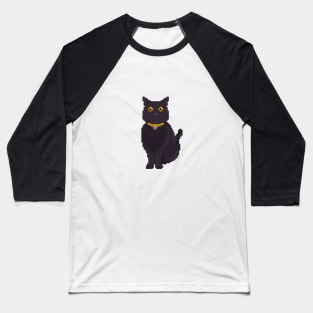 Black Cat Pixel Art Baseball T-Shirt